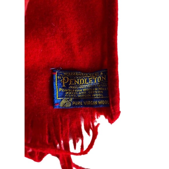 PENDLETON 100% Virgin Wool Fringed Scarf Red Modern USA 21” X 70” - Picture 5 of 5